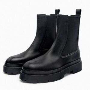 Zara Lug Sole Chelsea Boots Black